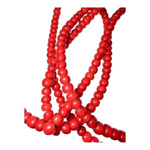 Antique Venetian Glass Red White Hearts African Trade Beads 2 Strands